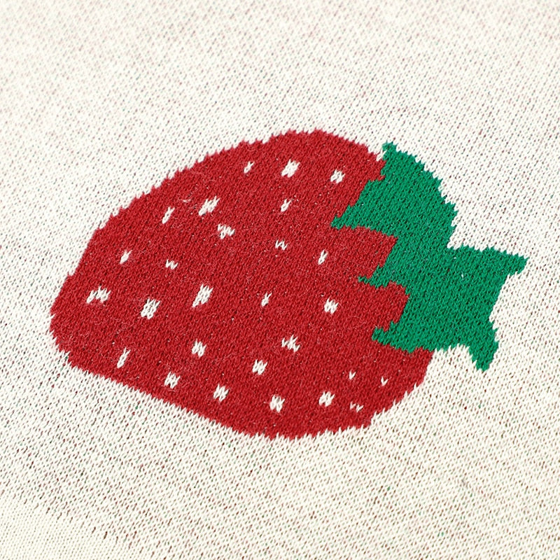 Super Soft 100% Cotton Knitted Strawberry Baby Blankets