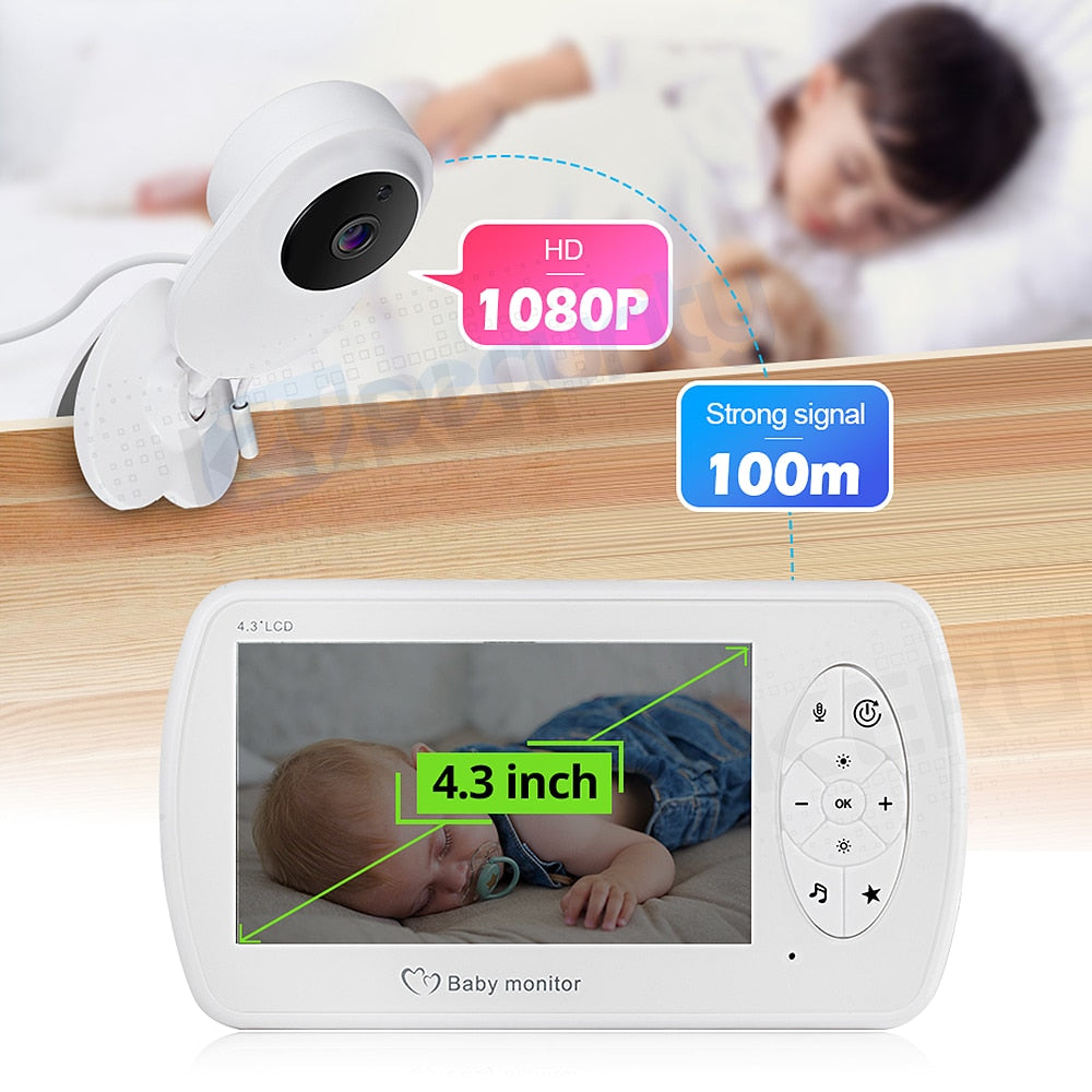 Video Baby Monitor DELUXE - 4.3'' Color LCD Screen, 220m Range