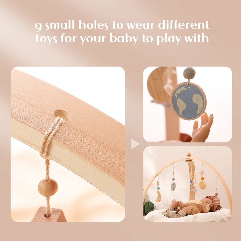 Natural Wood Foldable Baby Activity Gym