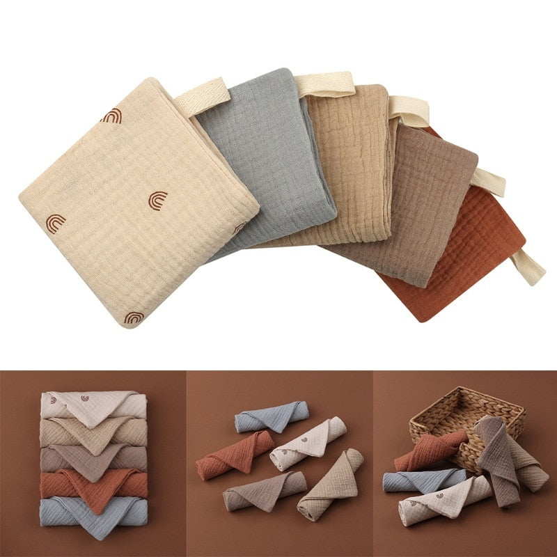 5PC Baby Muslin Square Washcloths