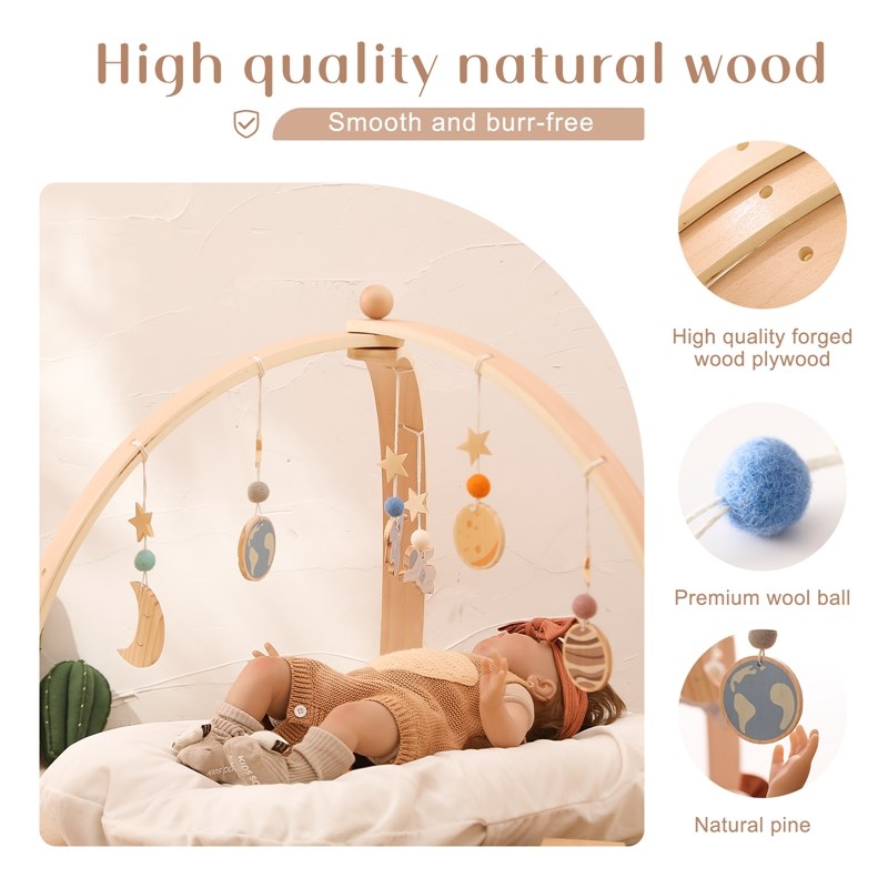 Natural Wood Foldable Baby Activity Gym